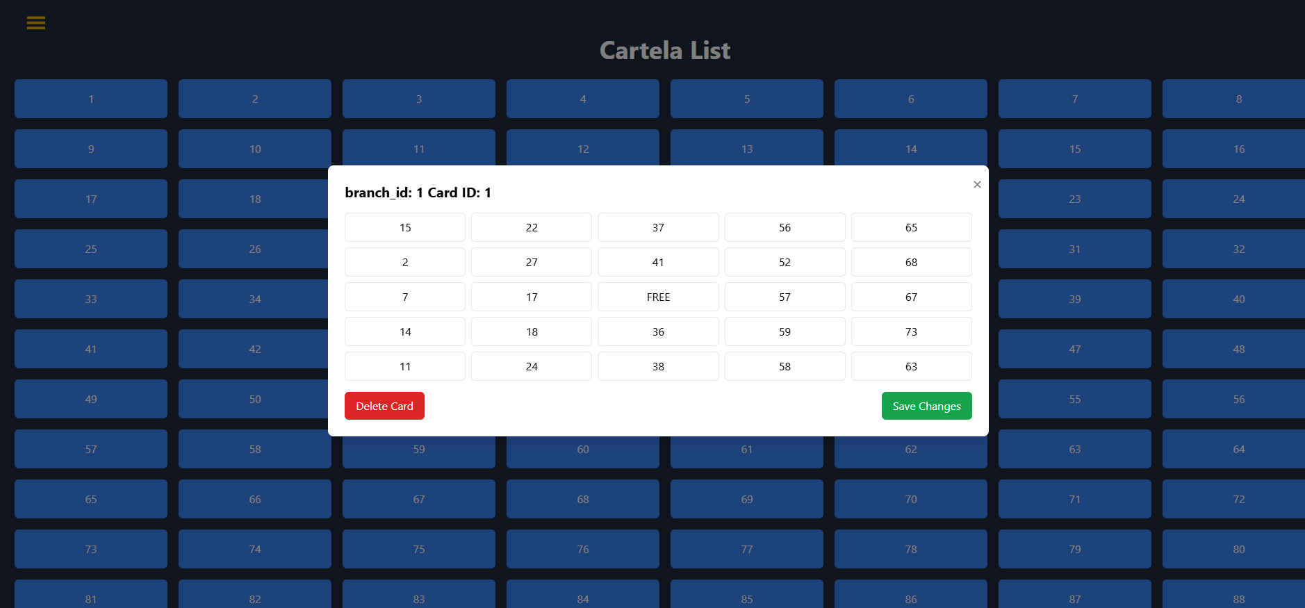 Bingo Management System view 4
